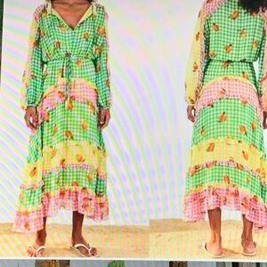 FARM Rio Colorful Gingham Maxi Dress